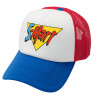 Adult Soft Trucker Hat with Red/Blue/White Mesh (POLYESTER, ADULT, UNISEX, ONE SIZE)