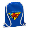 Backpack pouch GYMBAG Blue, with pocket (40x48cm) & thick cords