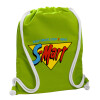 Backpack bag GYMBAG LIME GREEN, with pocket (40x48cm) & thick cords