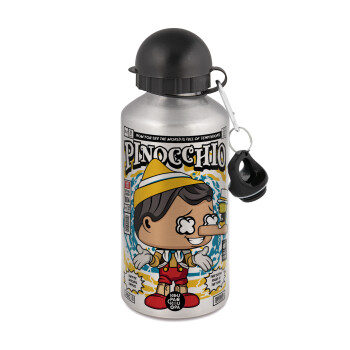 Pinocchio, Metallic water jug, Silver, aluminum 500ml