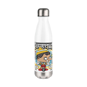 Pinocchio, Metal mug thermos White (Stainless steel), double wall, 500ml