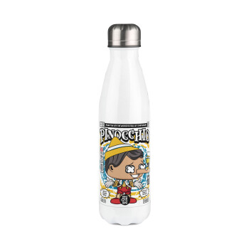 Pinocchio, Metal mug thermos White (Stainless steel), double wall, 500ml