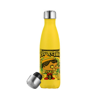 Pinocchio, Yellow Stainless Steel Metallic Thermos, double-walled, 500ml