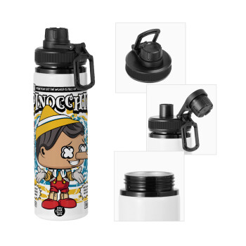 Pinocchio, Metal water bottle with safety cap, aluminum 850ml