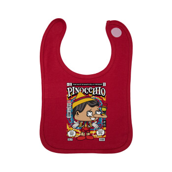 Pinocchio, Σαλιάρα με Σκρατς Κόκκινη 100% Organic Cotton (0-18 months)