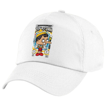 Pinocchio, Children's Baseball Cap, 100% Cotton Twill, White (COTTON, CHILDREN'S, UNISEX, ONE SIZE)