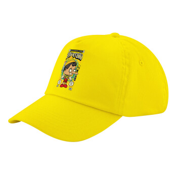 Pinocchio, Child's Baseball Cap, 100% Cotton Twill, Yellow (COTTON, CHILD, UNISEX, ONE SIZE)