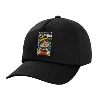 Pinocchio, Adult Baseball Cap, 100% Cotton, Black (COTTON, ADULT, UNISEX, ONE SIZE)