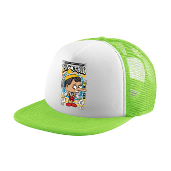 Pinocchio, Child's Soft Trucker Hat with Green/White Mesh (POLYESTER, CHILDREN'S, ONE SIZE)