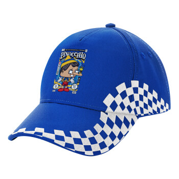 Pinocchio, Adult Ultimate BLUE RACING Cap, (100% COTTON DRILL, ADULT, UNISEX, ONE SIZE)