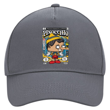 Pinocchio, Ultimate Adult Hat Grey, (100% COTTON DRILL, ADULT, UNISEX, ONE SIZE)