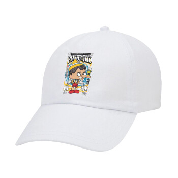 Pinocchio, Adult Baseball Cap White 5-panel (POLYESTER, ADULT, UNISEX, ONE SIZE)