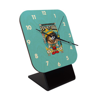 Pinocchio, Quartz Table clock in natural wood (10cm)