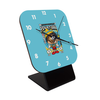 Pinocchio, Quartz Wooden table clock with hands (10cm)