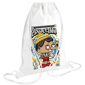 Pinocchio, Backpack pouch GYMBAG white (28x40cm)