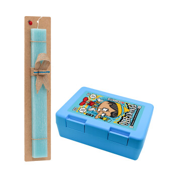 Pinocchio, Easter Set, children's snack container BLUE & Easter aromatic flat candle (30cm) (TURQUOISE)