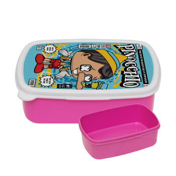 Pinocchio, ΡΟΖ παιδικό δοχείο φαγητού (lunchbox) πλαστικό (BPA-FREE) Lunch Βox M18 x Π13 x Υ6cm