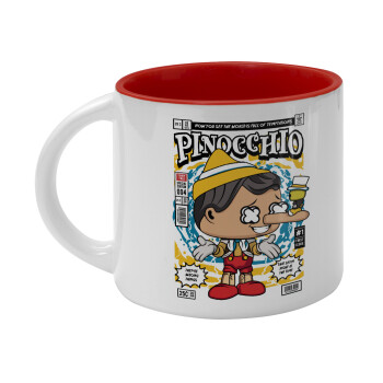 Pinocchio, Κούπα κεραμική 400ml Λευκή/Κόκκινη