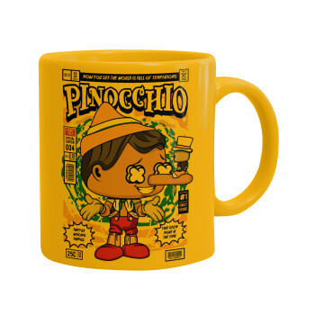 Pinocchio, Κούπα, κεραμική κίτρινη, 330ml