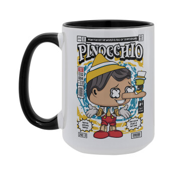 Pinocchio, Κούπα Mega 15oz, κεραμική Μαύρη, 450ml