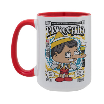 Pinocchio, Κούπα Mega 15oz, κεραμική Κόκκινη, 450ml