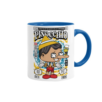 Pinocchio, Κούπα χρωματιστή μπλε, κεραμική, 330ml