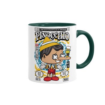 Pinocchio, Κούπα χρωματιστή πράσινη, κεραμική, 330ml