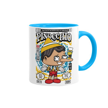 Pinocchio, Mug colored light blue, ceramic, 330ml