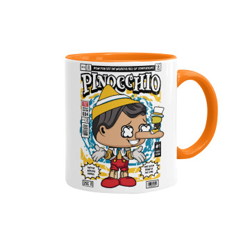 Pinocchio, Κούπα χρωματιστή πορτοκαλί, κεραμική, 330ml