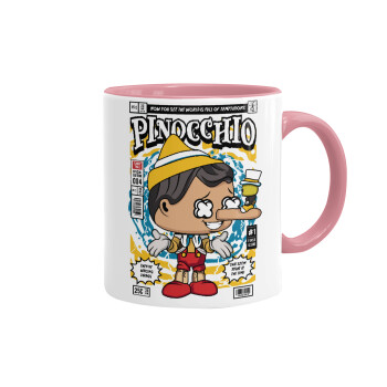 Pinocchio, Κούπα χρωματιστή ροζ, κεραμική, 330ml