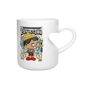 Pinocchio, Κούπα καρδιά λευκή, κεραμική, 330ml