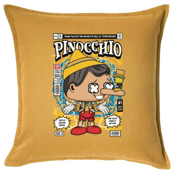 Pinocchio, Sofa cushion YELLOW 50x50cm includes filling