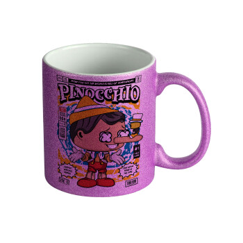 Pinocchio, Κούπα Μωβ Glitter που γυαλίζει, κεραμική, 330ml