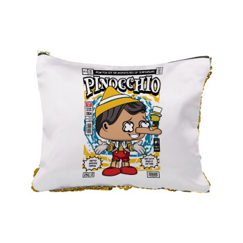 Pinocchio, Sequin Gold Pouch Cosmetic Bag