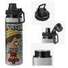 Metallic water bottle with safety cap, 850ml aluminum