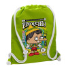 Backpack bag GYMBAG LIME GREEN, with pocket (40x48cm) & thick cords