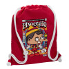 Backpack pouch GYMBAG Red, with pocket (40x48cm) & thick cords