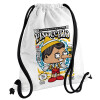 Backpack pouch GYMBAG white, with pocket (40x48cm) & thick cords