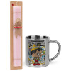 Easter Set, metallic thermal cup (300ml) & aromatic flat Easter candle (30cm) (PINK)