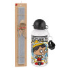 Easter Set, metallic aluminum water bottle (500ml) & aromatic flat Easter candle (30cm) (GRAY)