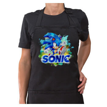 Sonic, Ποδιά μακρία Σεφ ολοσωμη με τσέπες Μαύρη (ΕΝΗΛΙΚΩΝ)