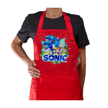 Sonic, Ποδιά Μακριά Σεφ ολοσωμη με τσέπες Κόκκινη (ΕΝΗΛΙΚΩΝ)