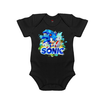 Sonic, Βρεφικό φορμάκι μωρού, 0-18 μηνών, ΜΑΥΡΟ, 100% Organic Cotton, κοντομάνικο