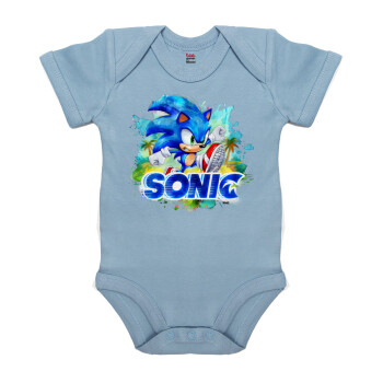 Sonic, Βρεφικό φορμάκι μωρού, 0-18 μηνών, Μπλε, 100% Organic Cotton, κοντομάνικο