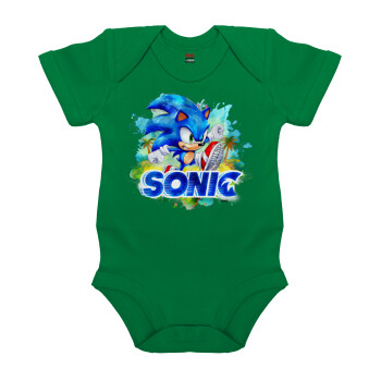 Sonic, Βρεφικό φορμάκι μωρού, ΠΡΑΣΙΝΟ, 100% Organic Cotton, κοντομάνικο