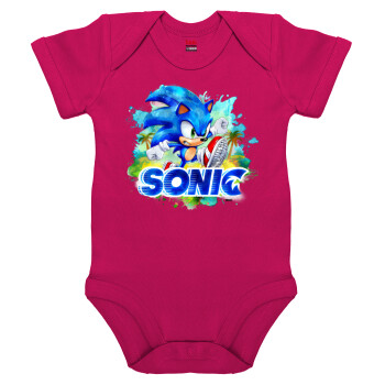 Sonic, Βρεφικό φορμάκι μωρού, 0-18 μηνών, ΡΟΖ, 100% Organic Cotton, κοντομάνικο