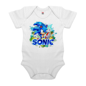 Sonic, Βρεφικό φορμάκι μωρού, 0-24 μηνών, ΛΕΥΚΟ, 100% Organic Cotton, κοντομάνικο