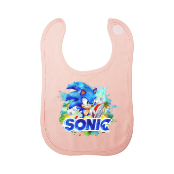 Sonic, Σαλιάρα με Σκρατς ΡΟΖ 100% Organic Cotton (0-18 months)