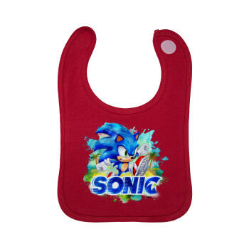 Sonic, Σαλιάρα με Σκρατς Κόκκινη 100% Organic Cotton (0-18 months)