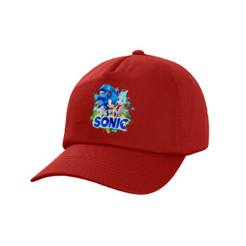 Sonic, Children's Baseball Cap, 100% Cotton Twill, Red (COTTON, CHILDREN'S, UNISEX, ONE SIZE)